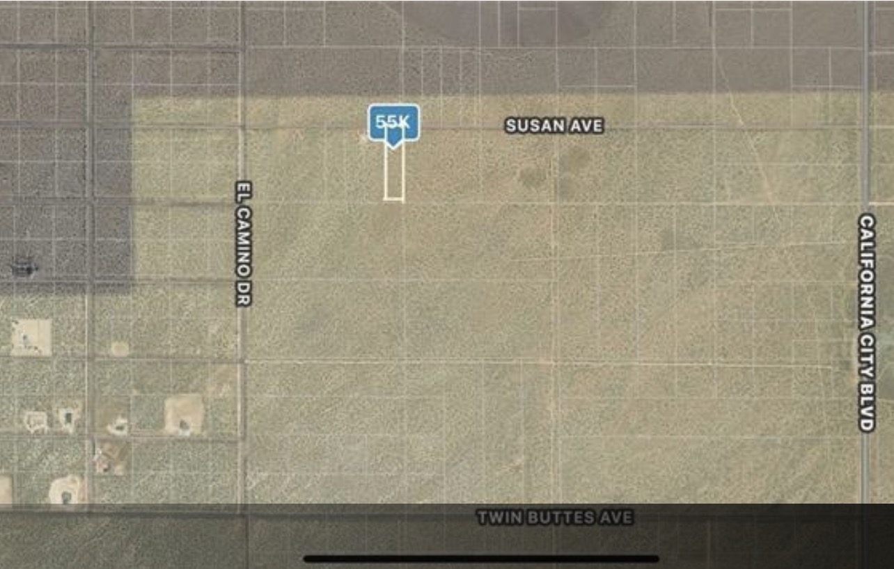Map showing the Susan Avenue lot near El Camino Drive in California City